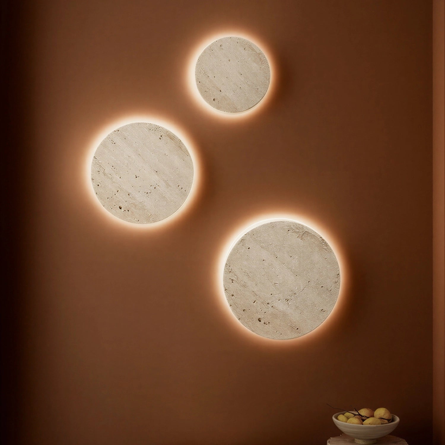 Applique murale ronde Japandi en travertin | Itsu
