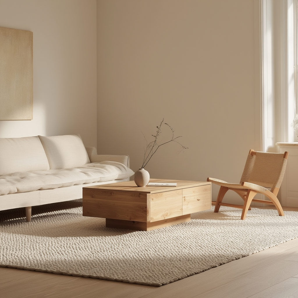 Table basse en bois Japandi avec rangements | Sora