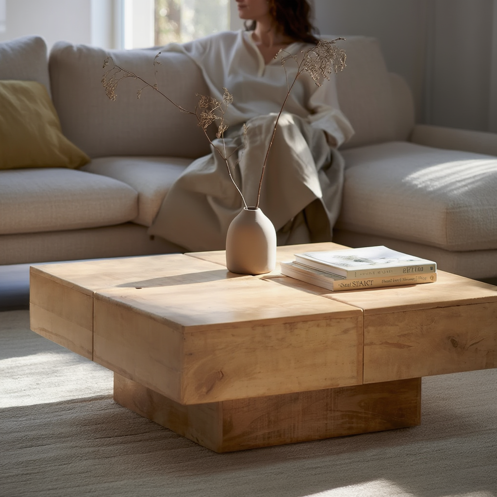Table basse Japandi en bois massif de manguier | Mori
