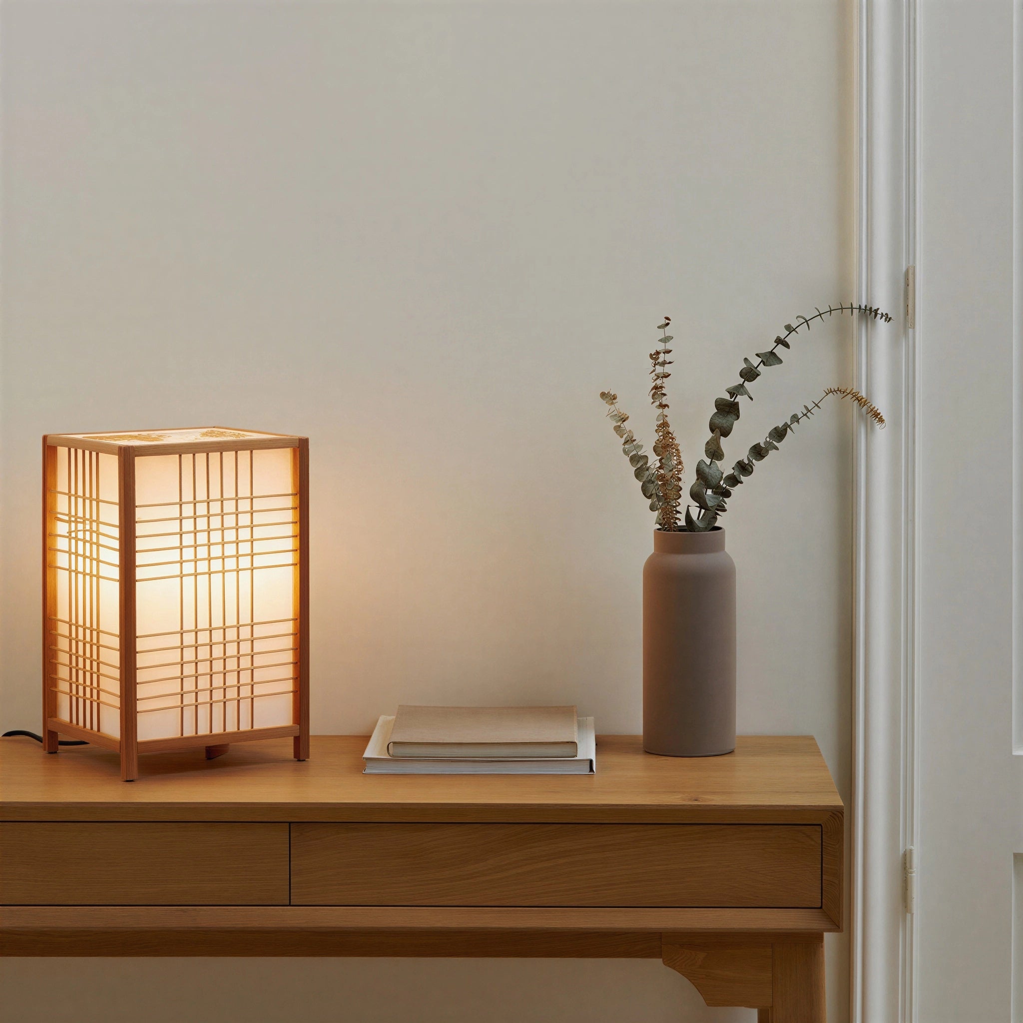 Lampe à poser carré Japandi en bambou | Toki