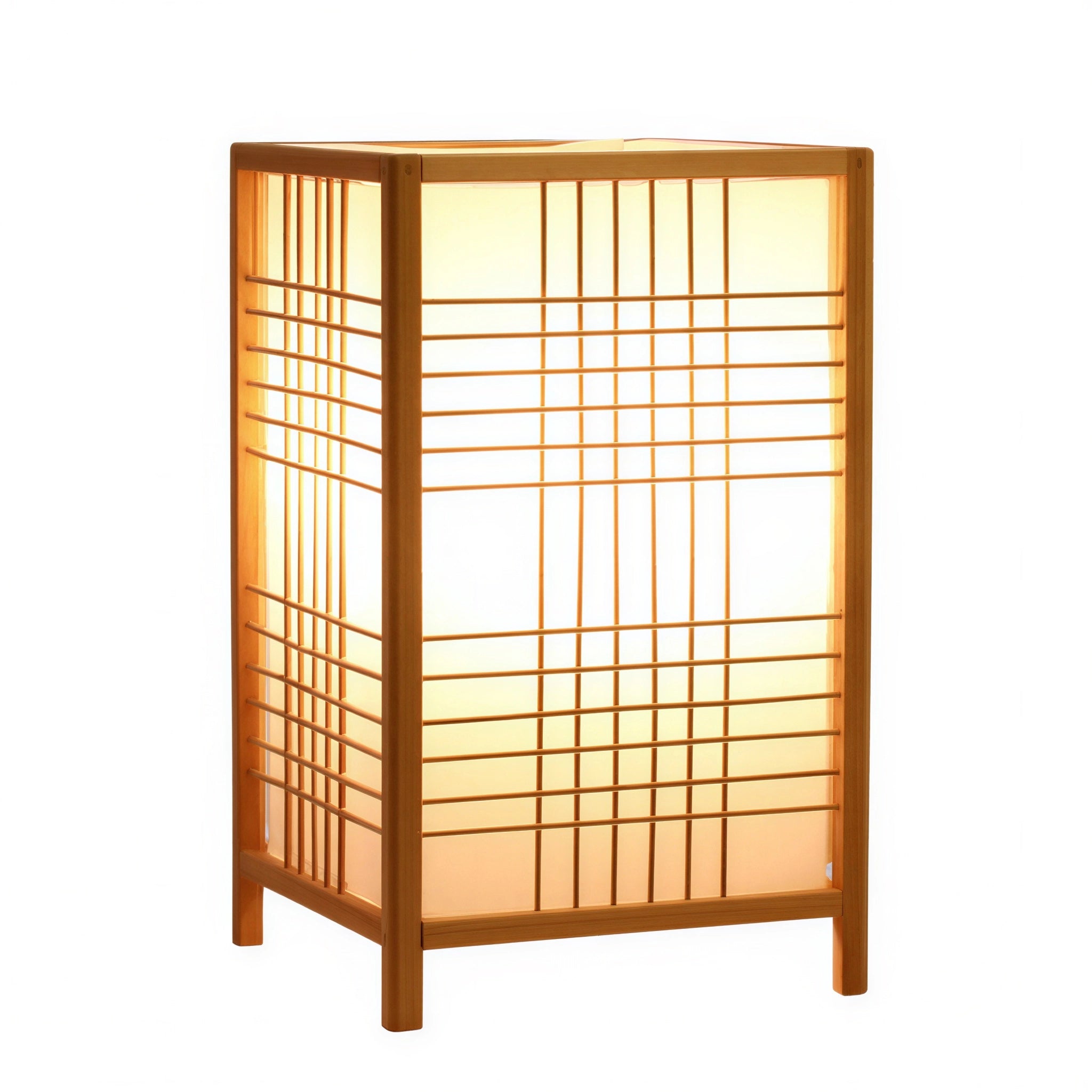 Lampe à poser carré Japandi en bambou | Toki