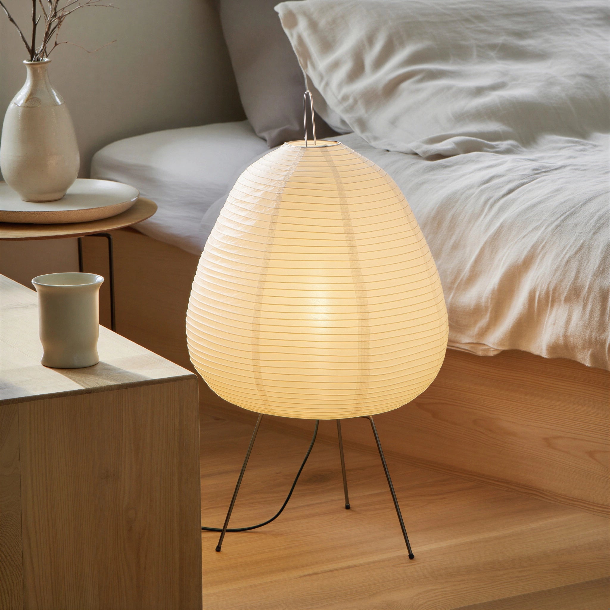 Lampe à poser lanterne Japandi en papier | Riku