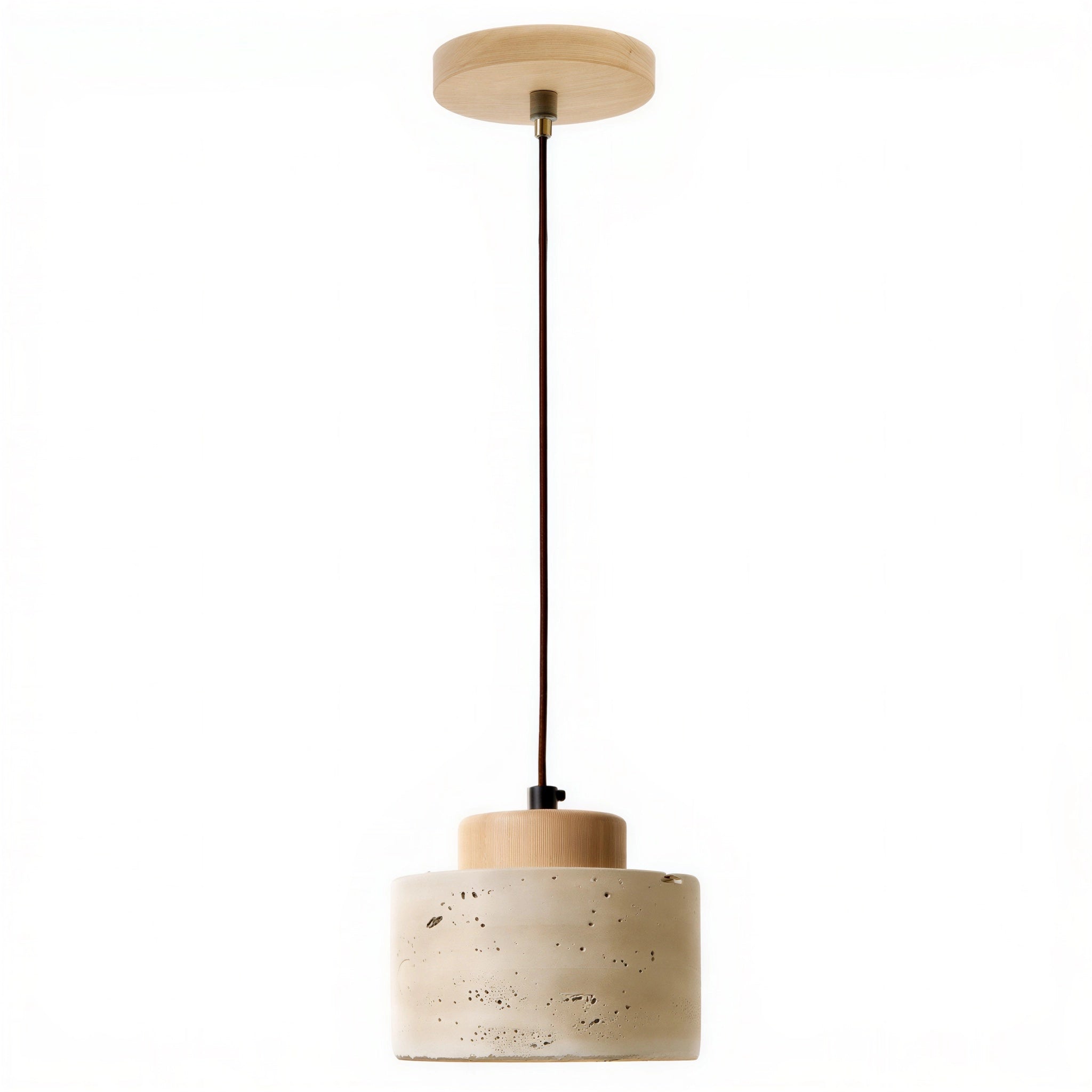 Suspension Japandi en travertin et bois clair | Hina
