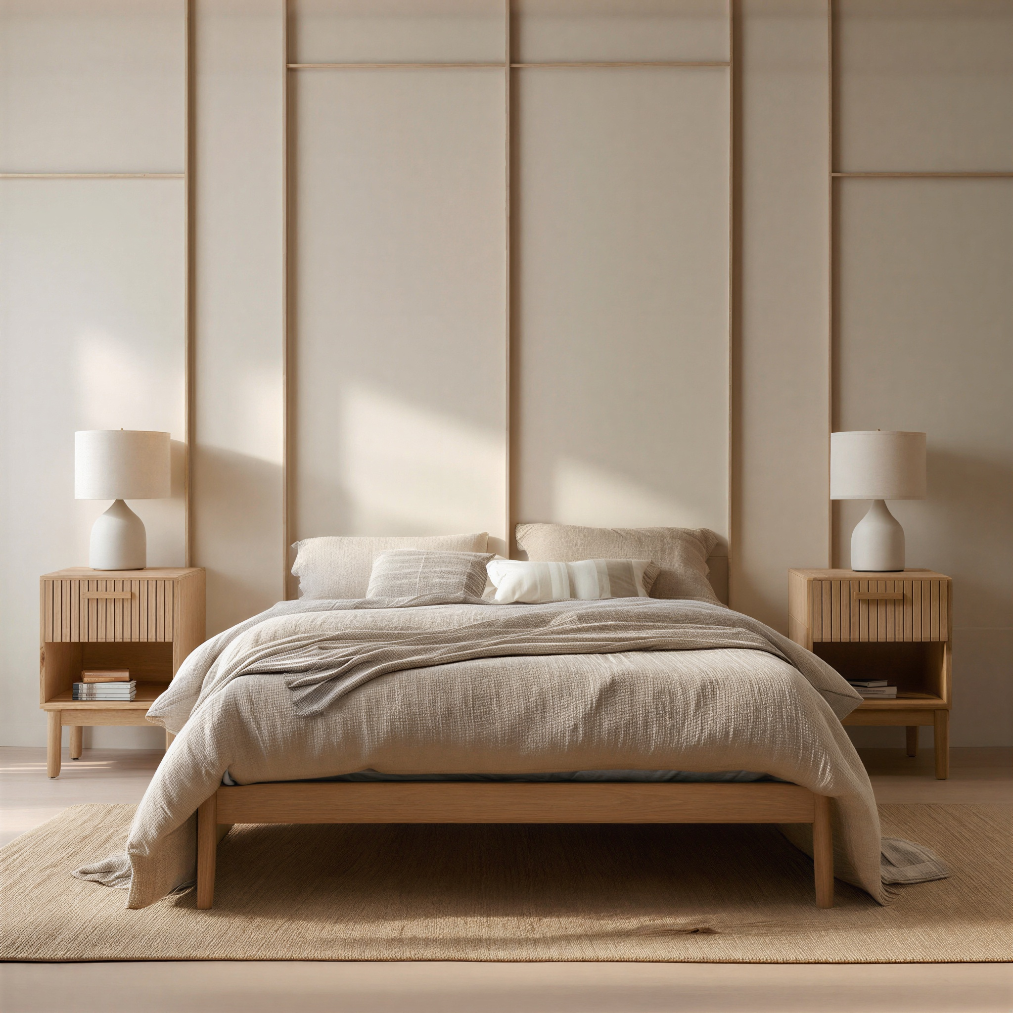 Lot de 2 tables de chevet cannelées Japandi en bois | Kaze