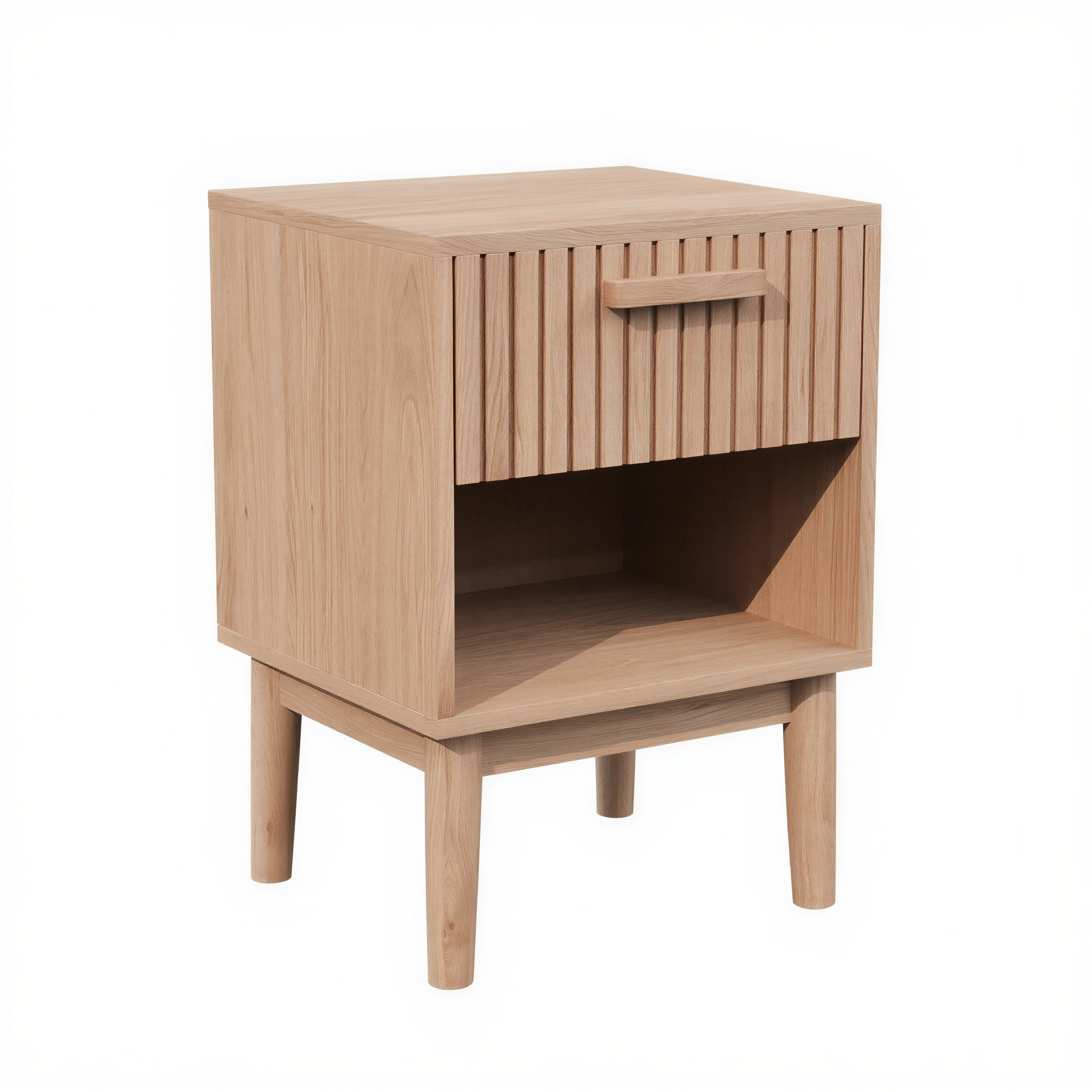 Lot de 2 tables de chevet cannelées Japandi en bois | Kaze